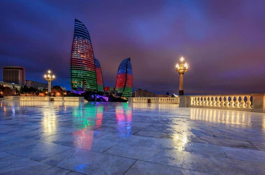 Baku Guided Night Tour - Flame Towers after dark: lights, angles, and that flame effect