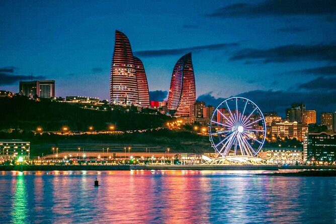 Baku Night City Tour Discover the Magic of Illuminated Landmarks - Highland Park: where Baku’s skyline meets the Caspian Sea